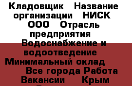 Кладовщик › Название организации ­ НИСК, ООО › Отрасль предприятия ­ Водоснабжение и водоотведение › Минимальный оклад ­ 17 000 - Все города Работа » Вакансии   . Крым,Бахчисарай